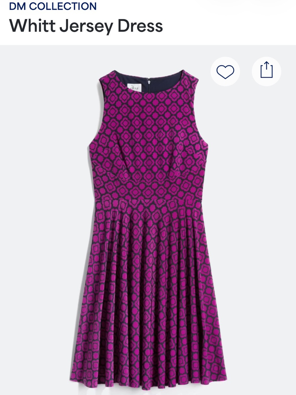 Purple Patterned Fit-and-Flare Dress